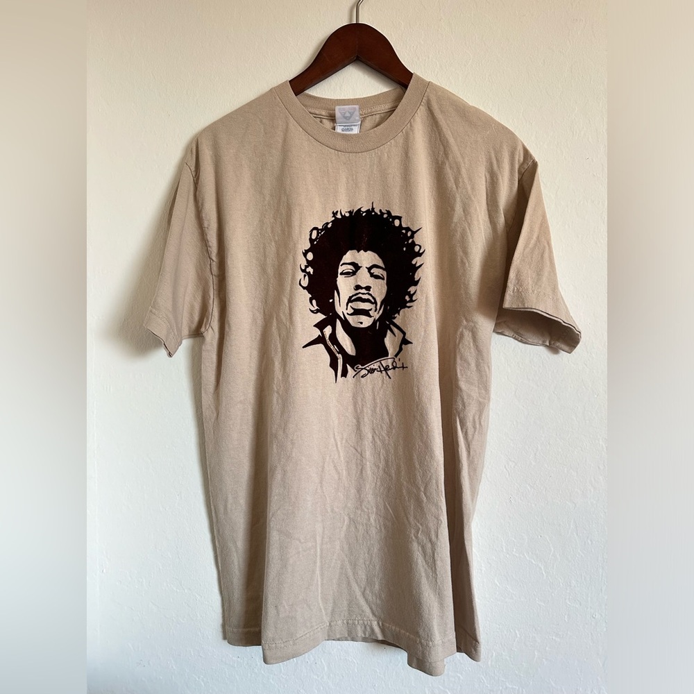 Vintage Jimi Hendrix rock band tee vtg Y2K T-shirt brown velvet graphic unisex L